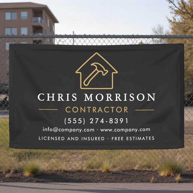 Banderoles Building Construction Contractor Black Gold (Créateur téléchargé)