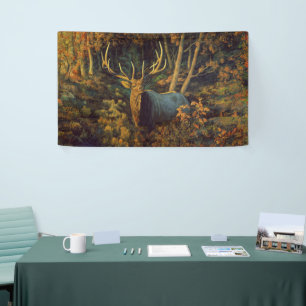 Banderoles Bull Elk dans la forêt d'automne