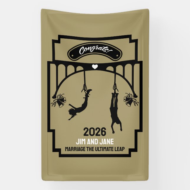 Banderoles Bungee Jumping Mariage cadeau (Verticale)