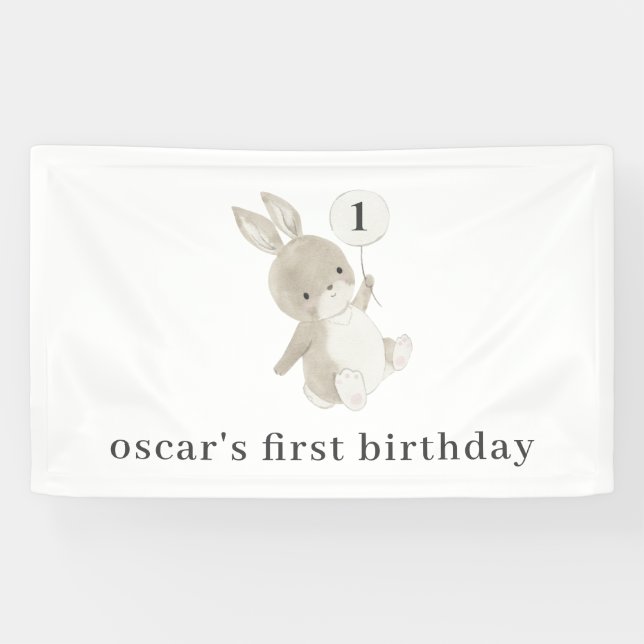 Banderoles Bunny Balloon 1er anniversaire (Horizontal)