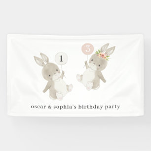 Banderoles Bunny Boy Girl Joint Anniversaire Invitation