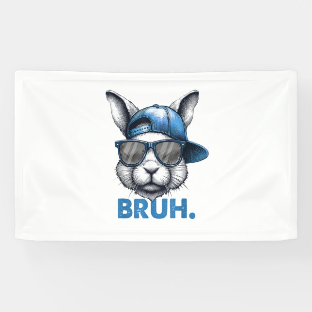 Banderoles Bunny Face Bruh Mème Drôle Dire Bro Salutation Eas (Horizontal)