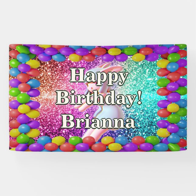 Banderoles Bunny Pom-pom girl personnalisées caractère annive (Horizontal)