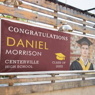 Banderoles Burgundy Gold Black Photo Graduate Graduate