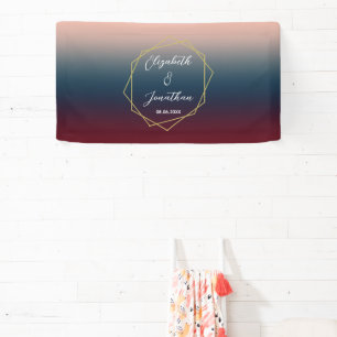 Banderoles Burgundy Navy Blush Ombre Mariage géométrique