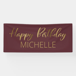 Banderoles Burgundy Or Joyeux Anniversaire