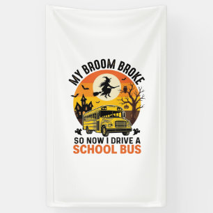 Banderoles Bus Scolaire Sorcière Halloween Design Vintage Ens