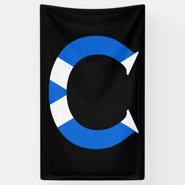 Banderoles C Monogramme superposé sur le drapeau écossais (v) (Vertical)