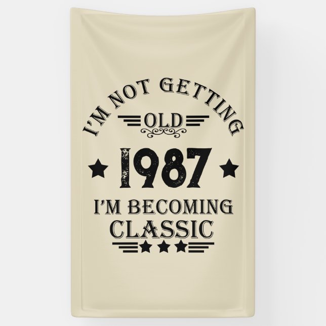 Banderoles Cadeau d'anniversaire vintage personnalisé (Vertical)