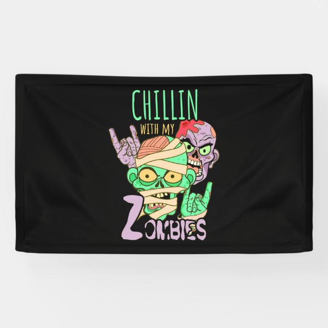 Banderoles Cadeau Halloween | Chillin Avec Mes Amis (Horizontal)
