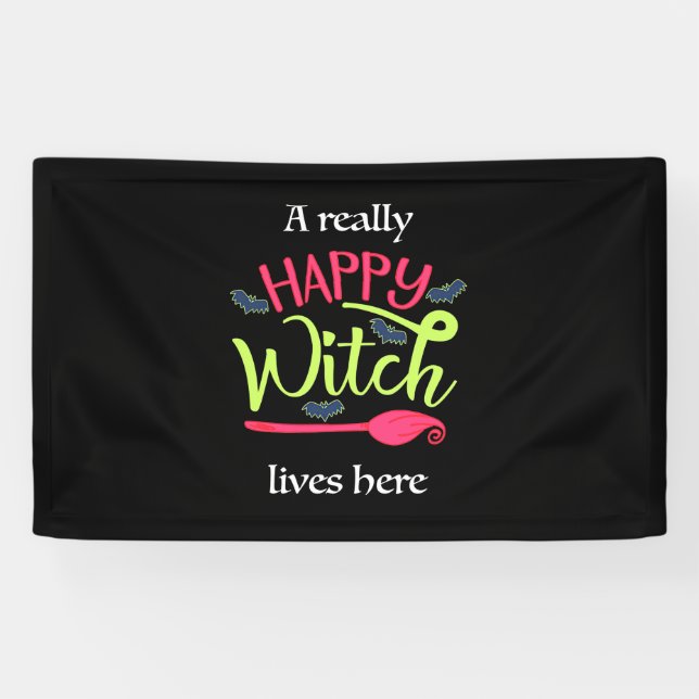 Banderoles Cadeau Halloween | Une Sorcière Vraiment Heureuse  (Horizontal)