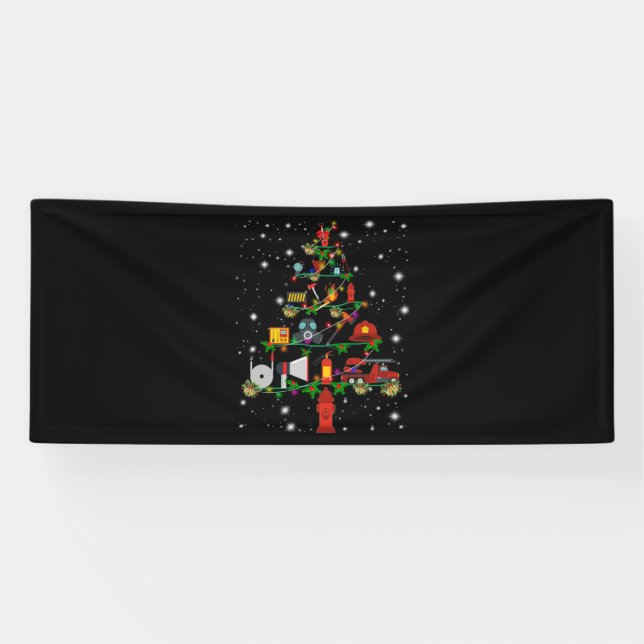 Banderoles Cadeau pompier | Joyeux pompier de Noël Fun (Horizontal)