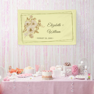 Banderoles Cadre Rose – Mariage Jaune Céleste