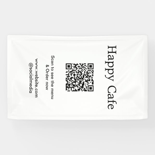 Banderoles Cafe restaurant scan pour voir le menu commander Q (Horizontal)
