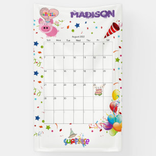 Banderoles Calendrier d'anniversaire Vinyl Happy août 2022 Ba