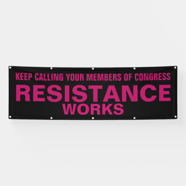 Banderoles Call Congress Résistance Works Manifestation rose  (Horizontal)