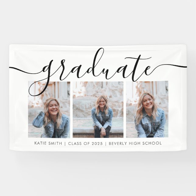 Banderoles Calligraphie de script moderne Graduation Trois ph (Horizontal)