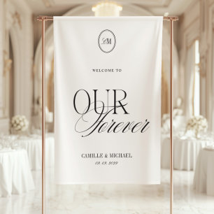 Banderoles Calligraphie Élégante Bienvenue à Notre Mariage Vi