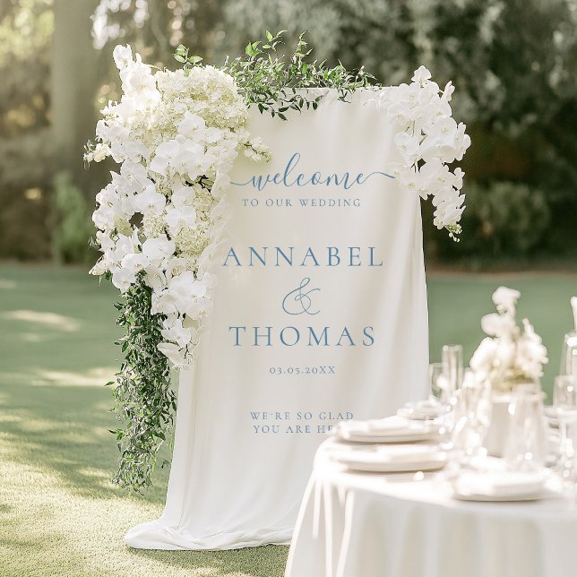 Banderoles Calligraphie moderne simple Mariage "Bienvenue" (Simple, Modern, Elegant, Calligraphy, White "Welcome" Wedding Banner.)