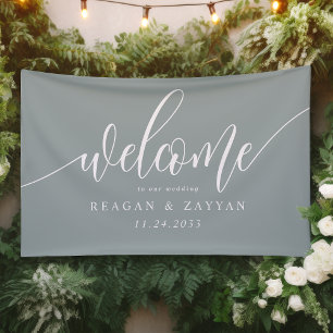 Banderoles Calligraphie Simple de Bienvenue de Mariage Poussi