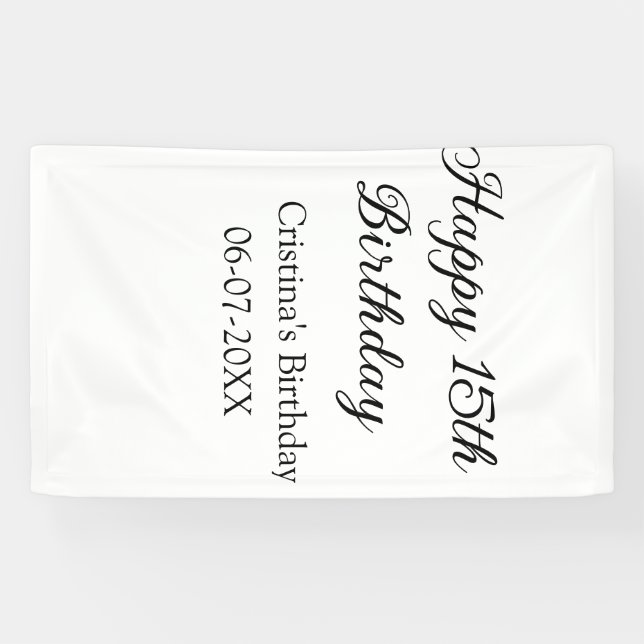 Banderoles calligraphie simple minimum heureux 15e anniversai (Horizontal)