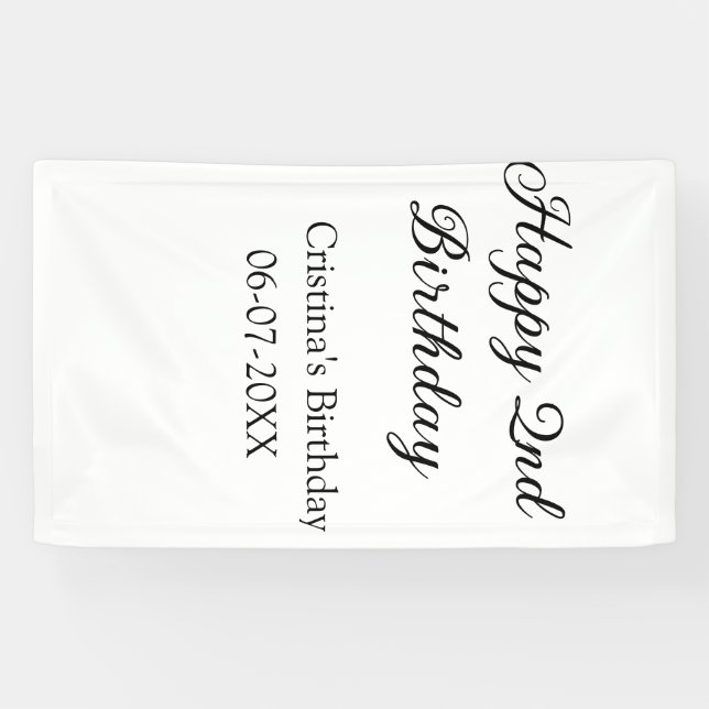 Banderoles calligraphie simple minimum heureux 2e anniversair (Horizontal)