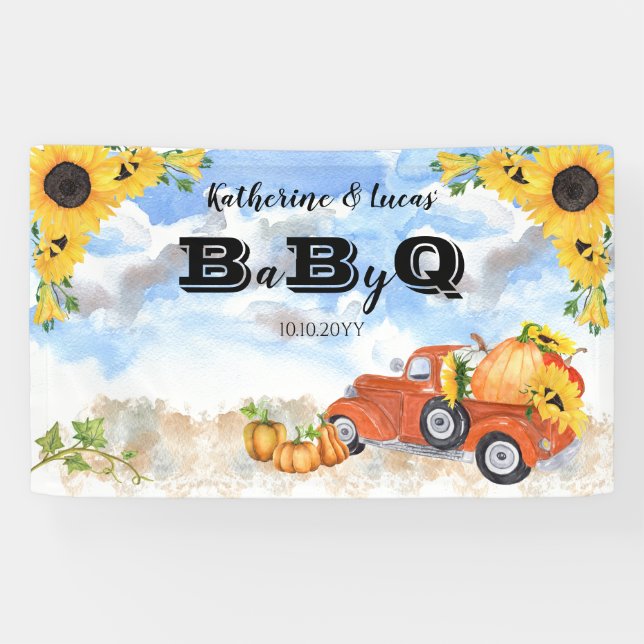 Banderoles Camion Citrouille Automne | Sunflowers Baby BBQ Do (Horizontal)