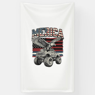 Banderoles Camion Monstre Aigle Américain Vintage Patriotique
