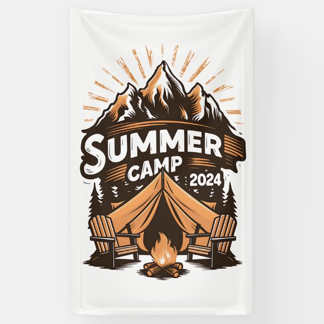 Banderoles Camp d'été 2024 Correspondance de vacances de camp (Vertical)