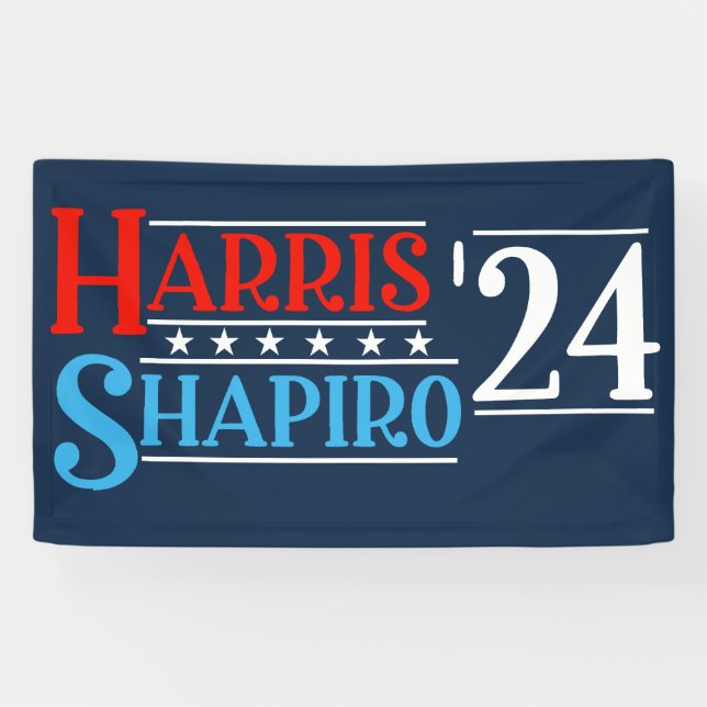 Banderoles Campagne rétro Harris Shapiro 2024 (Horizontal)