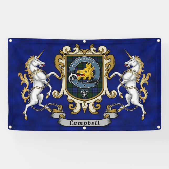 Banderoles Campbell Clan Badge & Tartan (Horizontal)