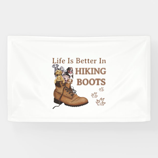 Banderoles Camper Gift | Life Is Better In Hiking Boots Dog (Horizontal)