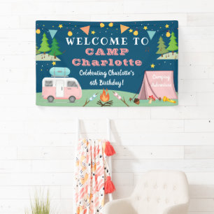 Banderoles Camping Filles Accueil Camp d'anniversaire