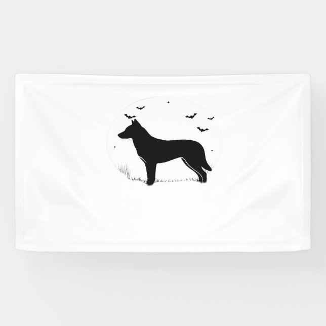 Banderoles Canaan Chien - Halloween Lune Silhouette Classique (Horizontal)