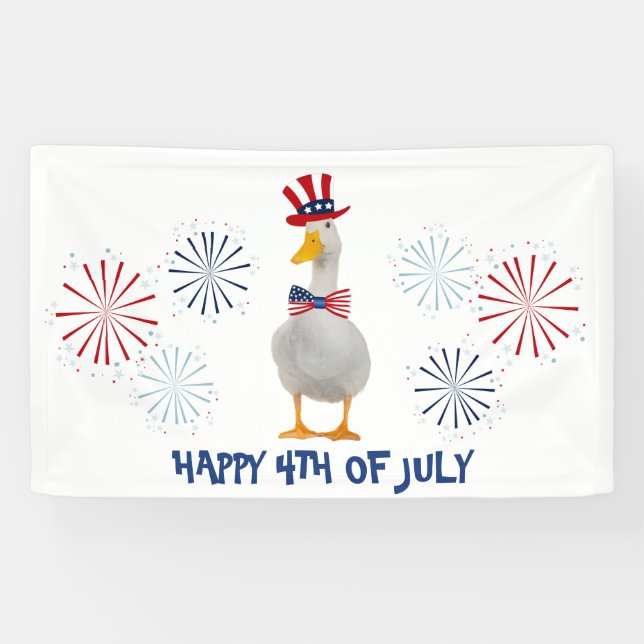 Banderoles Canard patriotique heureux 4 juillet (Horizontal)
