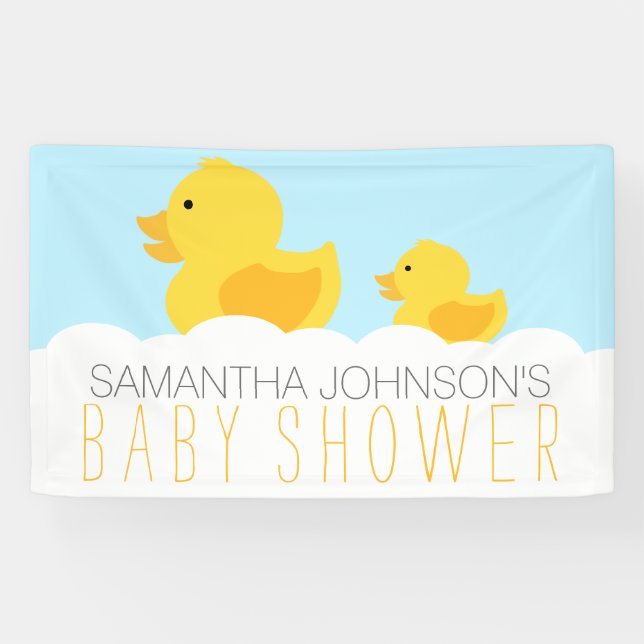 Banderoles Canards en caoutchouc Baby shower jaune neutre (Horizontal)