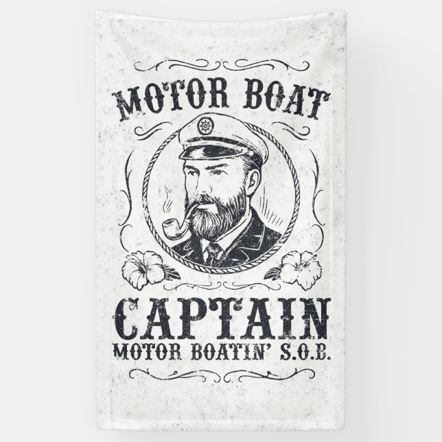Banderoles Capitaine de bateau à moteur drôle Pontoon bateau (Vertical)