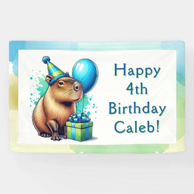 Banderoles  Capybara Themed Boy's Birthday Party Personalized (Horizontal)