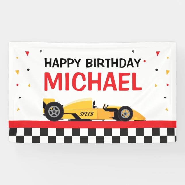 Banderoles Car racing Happy Birthday backdrop (Horizontal)