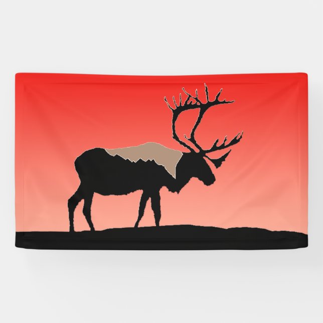 Banderoles Caribou au coucher du soleil - Art original de la  (Horizontal)