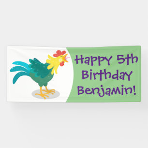 Banderoles Caricature amusante du coq à rames