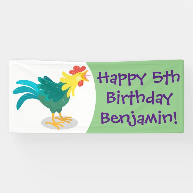 Banderoles Caricature amusante du coq à rames (Horizontal)