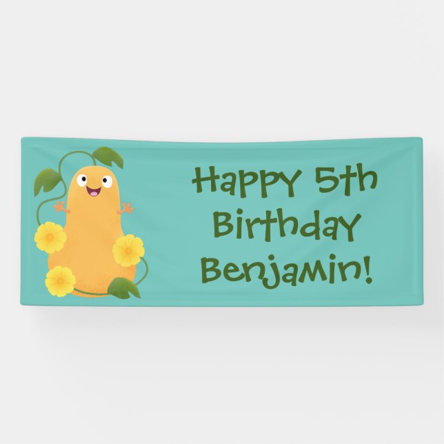 Banderoles Caricature citrouille gourde en beuret joyeux (Horizontal)