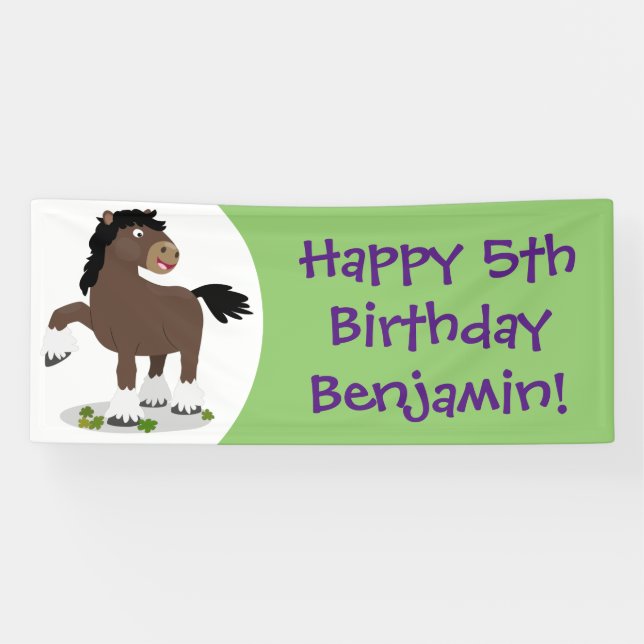 Banderoles Caricature de cheval de trait de Cute Clydesdale (Horizontal)