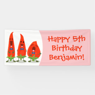 Banderoles Caricature de piments chantants mignons