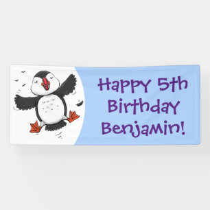 Banderoles Caricature en bleu bouffin joyeux