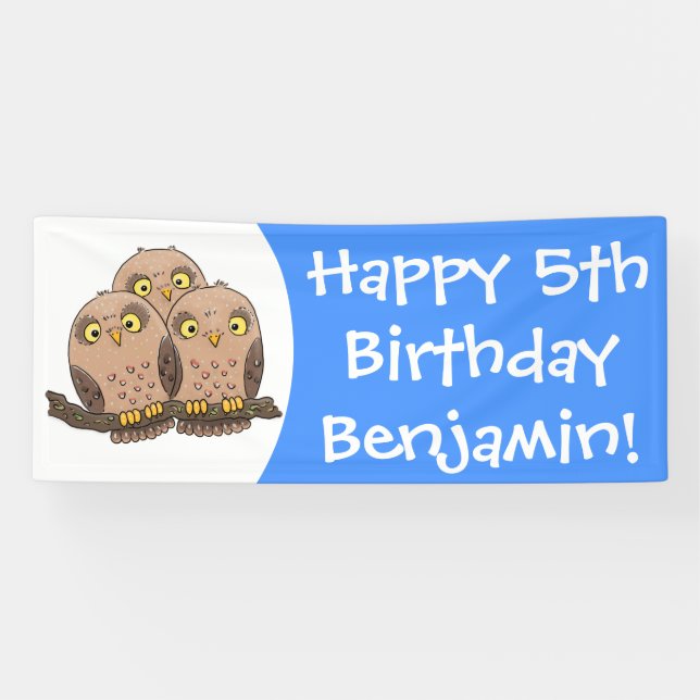 Banderoles Caricature en trio de chouette (Horizontal)