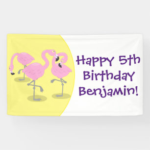 Banderoles Caricature en trio flamand rose mou