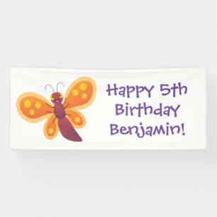 Banderoles Caricature joli papillon orange