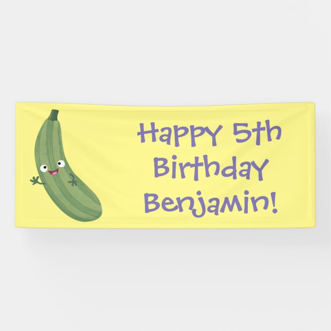Banderoles Caricature joyeux de courgettes mignonnes (Horizontal)